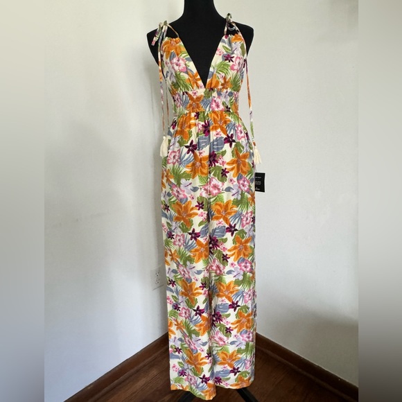 Lulus Paradise Perfect Cream Floral Tie-Strap Wide-Leg Jumpsuit - Picture 5 of 16